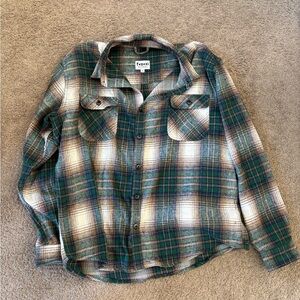 Green and Tan Plaid Shirt